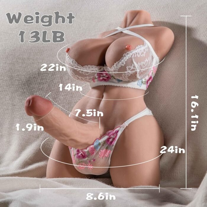 13LB Shemale Sex Doll Torso for Women Male Sex Doll with Flexible Huge Dildo, Lifelike Realistic Trans Sex Doll with Penis Transsexual Female Love Doll Unisex Adult Sex Toy - Image 6