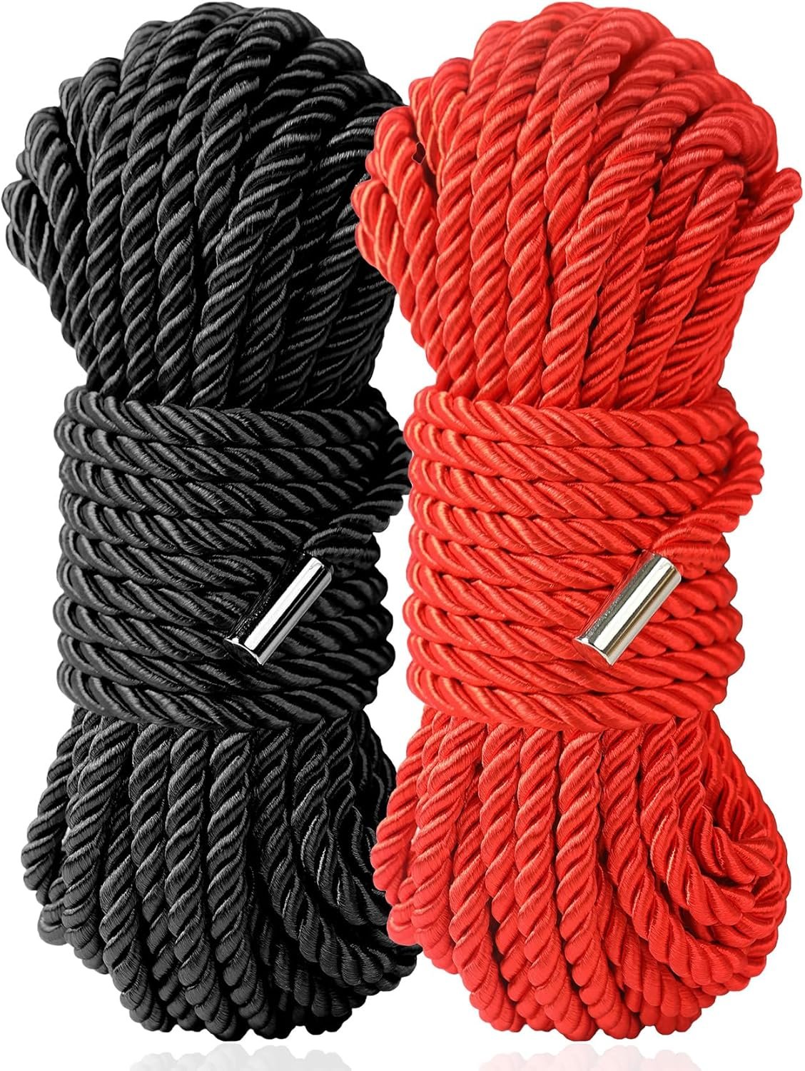 BDSM Shibari Sex Bondage Restraint Rope - Soft Tie-Ups for Women, Long Restraining Multipurpose Sex Restraints, Adult Sex Toys for Women, Men & Couples (Black Red)