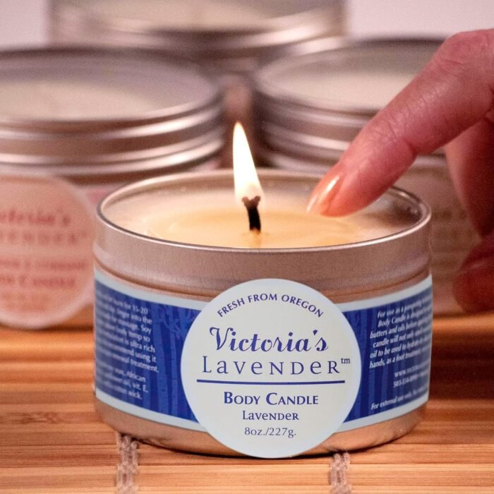 Lavender Massage Oil Candle Wax — Aromatherapy Candle That Turns Into Massage Oil, Candle Massage Wax for Relaxation, Travel Size Massage Oil Body Candle by Victoria's Lavender - (8 Oz) - Image 5