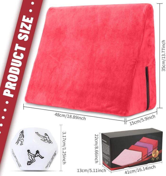 Sex Pillow Wedge Position Pillow Sex Furniture Foam Sex Cushion and Dice Sex Games for Adult Couples (Red) - Image 7