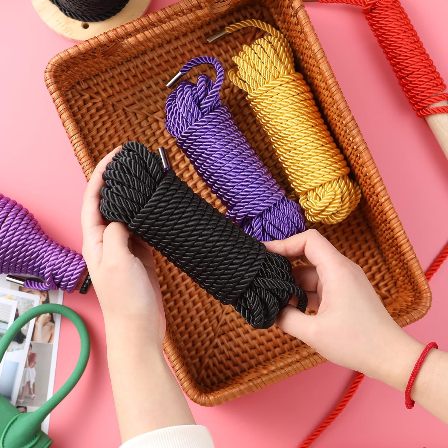 BDSM Shibari Sex Bondage Restraint Rope - Soft Tie-Ups for Women, Long Restraining Multipurpose Sex Restraints, Adult Sex Toys for Women, Men & Couples (Black Red) - Image 7