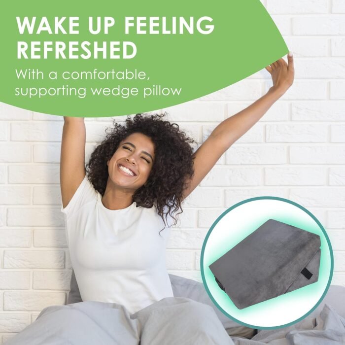 Cushy Form Wedge Pillows for Sleeping - Multipurpose Memory Foam Bed Support Rest & Knee Pillow for Back, Neck & Post-Surgery, Versatile Snoring Relief Back Pillow for Bed - Gray﻿ - Image 9