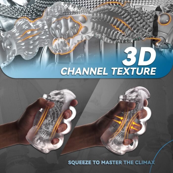 Male Masturbator Couple Foreplay Sex Toys, Manual Sucking Insertion Male Sex Toy, Realistic Pussy Blowjob Stroker with Vaginal Spiral Texture,TOHERXIZ Fleshy Penis Training Sex Toys for Men - Image 4