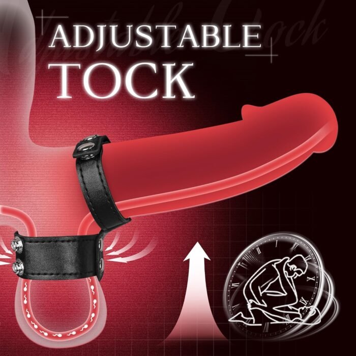 Black Leather Cock Ring Sex Bondage BDSM Testicle Pulling Collar and Leash, Ball Stretcher with Chain Leash, Scrotum Set Reusable Erection Sex Toys for Enhanced Sensual Play and Intimate Exploration - Image 2