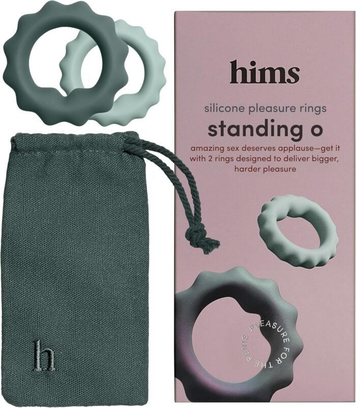 HIMS Standing O Penis Rings - for Bigger, Harder Pleasure - Skin-Safe Silicone Pleasure Rings - Stimulation for You & Your Partner - Mens Sex Toys for Stronger Erection - Penis Ring Set of 2