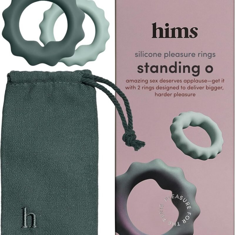 HIMS Standing O Penis Rings - for Bigger, Harder Pleasure - Skin-Safe Silicone Pleasure Rings - Stimulation for You & Your Partner - Mens Sex Toys for Stronger Erection - Penis Ring Set of 2