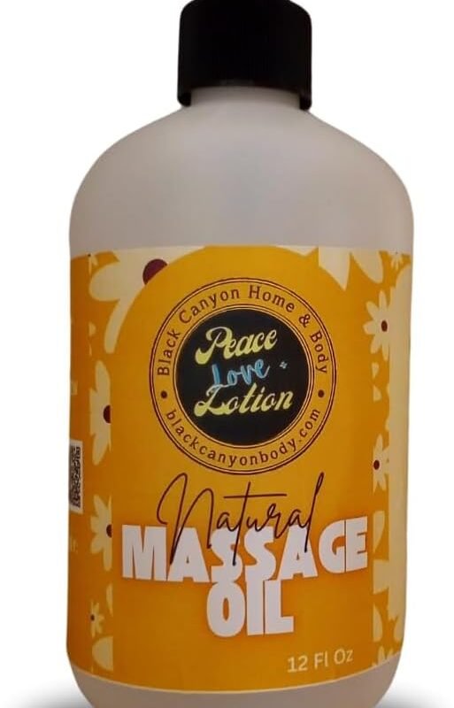 Peace Love + Lotion Sandalwood & Teak Scented Natural Massage Oil, 12 Oz