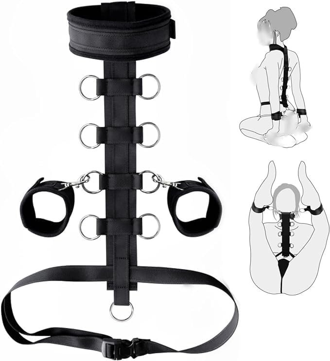 Sex Bondage Neck to Wrist Sex Restraints Handcuffs Bondage Bed Ties Restraints Sex King Bed Straps with 4pcs Sex Dice Set Sex Toy for Couples Sex Furniture for Bedroom Sweater Yoga Nm25