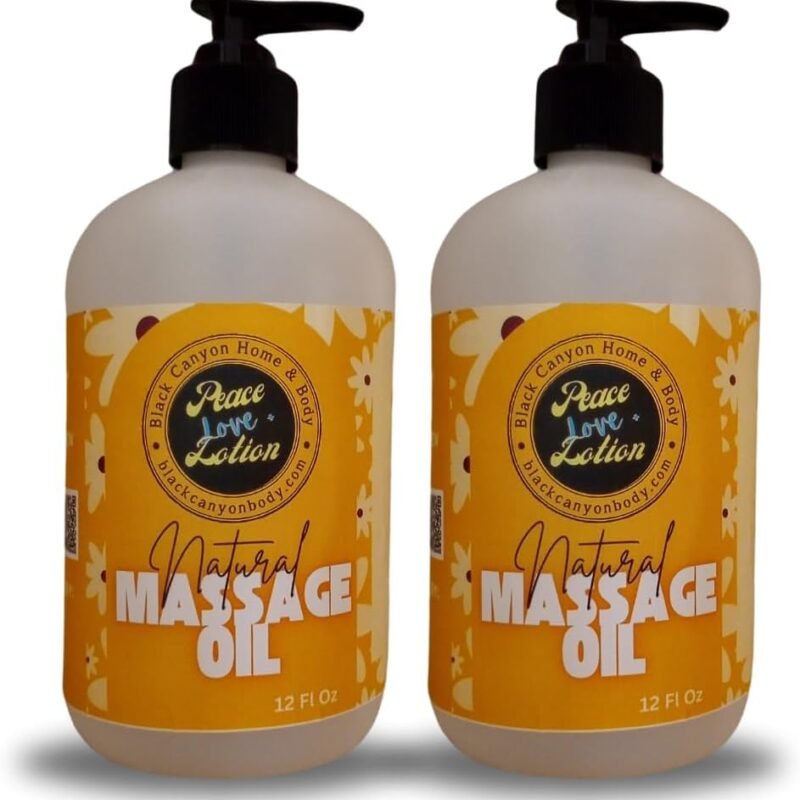 Peace Love + Lotion White Tea & Citrus Ginger Scented Natural Massage Oil, 12 Oz (2 Pack)