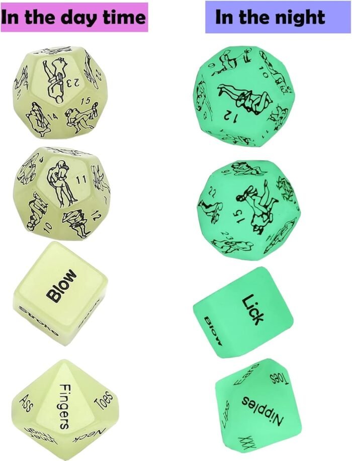 Sex Dice - Set of 4 Luminous Sex Dice for Couples Naughty, Sex Dice Games for Adults Bedroom, Fun Sex Play Toys for Couples Hoodies Yoga SLP-04 - Image 4