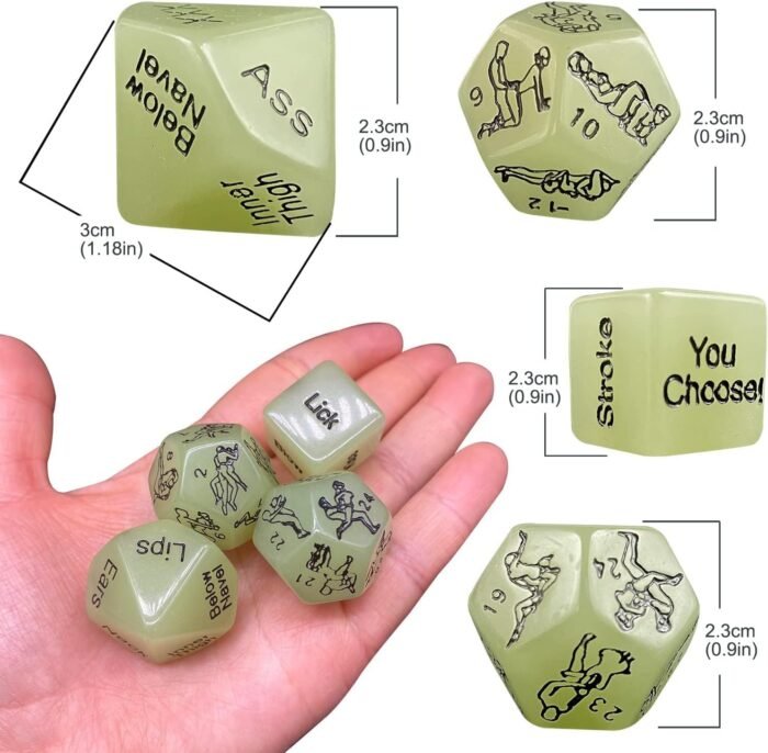 Sex Dice - Set of 4 Luminous Sex Dice for Couples Naughty, Sex Dice Games for Adults Bedroom, Fun Sex Play Toys for Couples Hoodies Yoga SLP-05 - Image 3