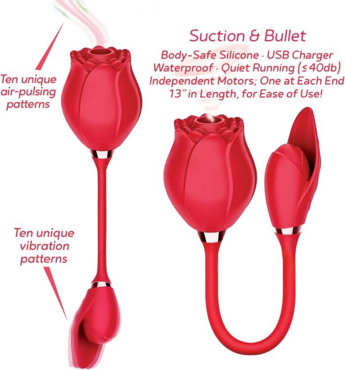 Sex Toy Couples kit of Wild Rose and Bullet and Icon Brands Jack-It Duo, Cherry - Image 4