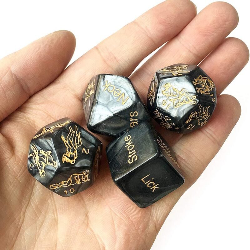 2025 Upgraded 4Pcs Black Sex Dice Set for Couples Naughty Sex Dice for Couples Game Dice Games for Adults Party Bedroom Sweater CCUIJ9