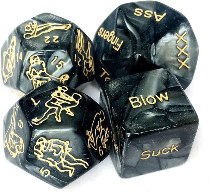 2025 Upgraded 4Pcs Black Sex Dice Set for Couples Naughty Sex Dice for Couples Game Dice Games for Adults Party Bedroom Sweater CCUIJ9 - Image 2