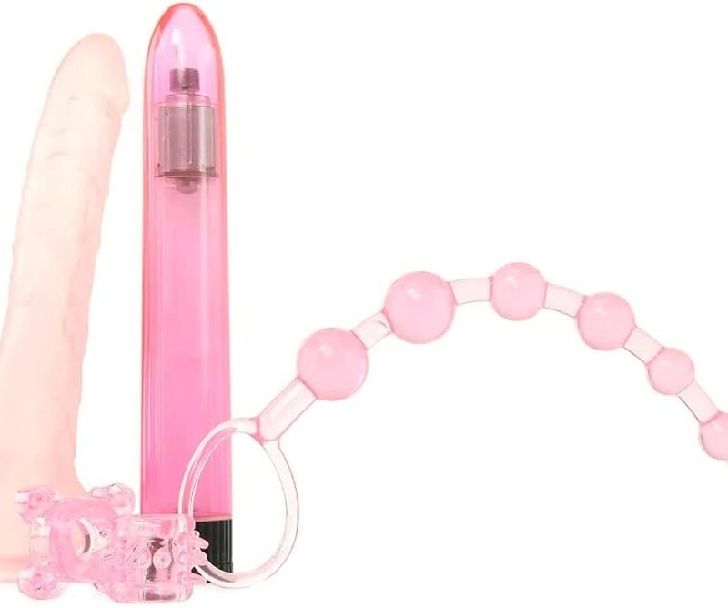 CalExotics Starter Lovers Kit – Adult Sex Toys For Couples - Waterproof Vibrator with Sleeve Anal Beads & Enhancement Ring Set – Multi Speed Personal Massager