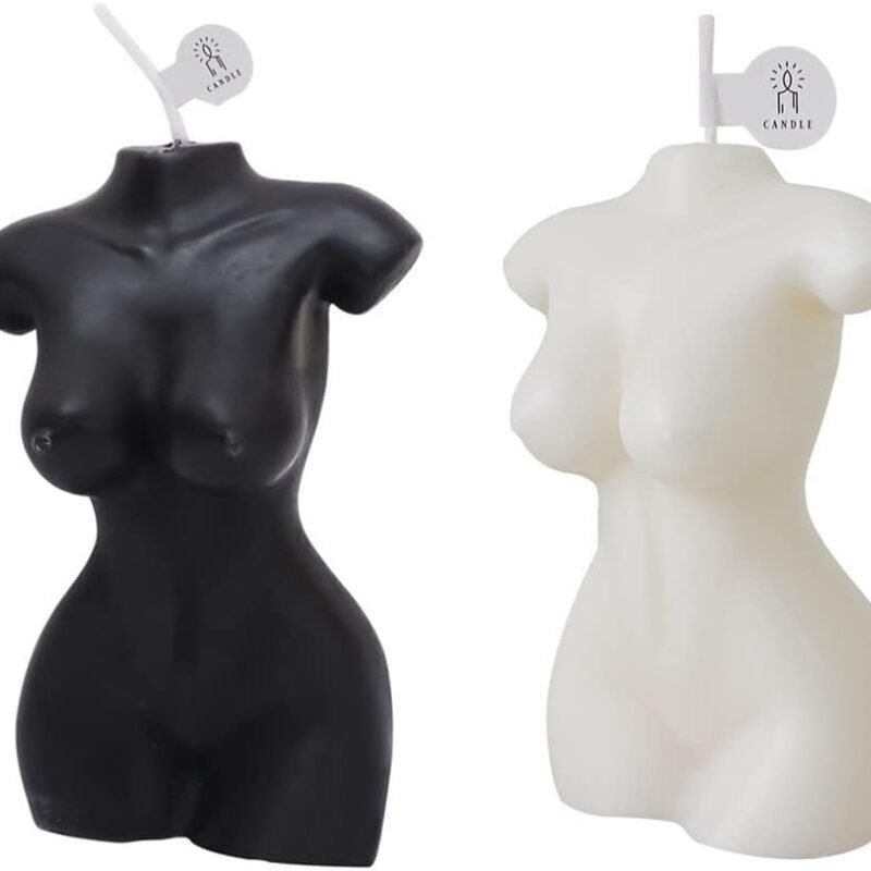 2PCS Body Shaped Candles, Female Body Candle Soy Candle Scented Candle Valentine's Day Home Aesthetic Decoration Candle (White, Black)