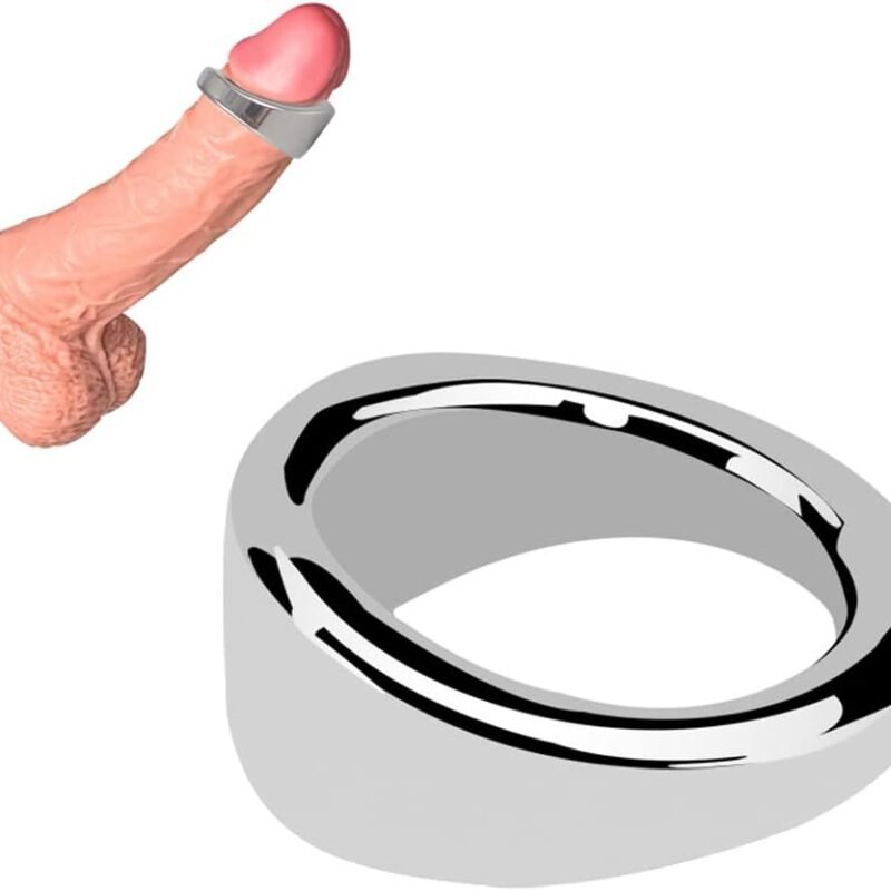 Stainless Steel Male Cock Ring Glans Ring Metal Penis Ring Delayed Ejaculation Increase Stimulation Sex Toys for Men (Large)