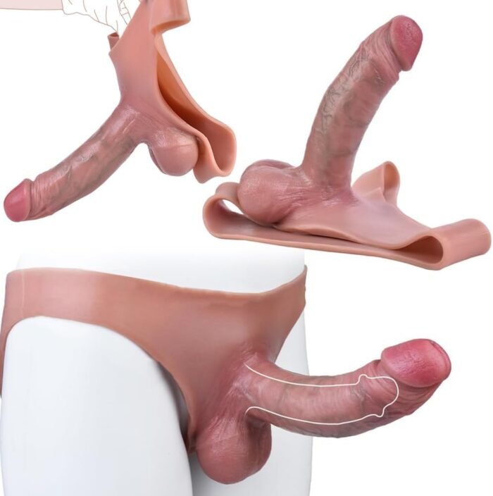 Strap-On Realistic Dildo Silicone Wearable Dildos Panties, Transgender Clothing Adult Toys with 7.5" Hollow Penis, Ultra Flexible Strap On Dildo, Anal G-Spot Play Sex Toys for Gay Men Couples
