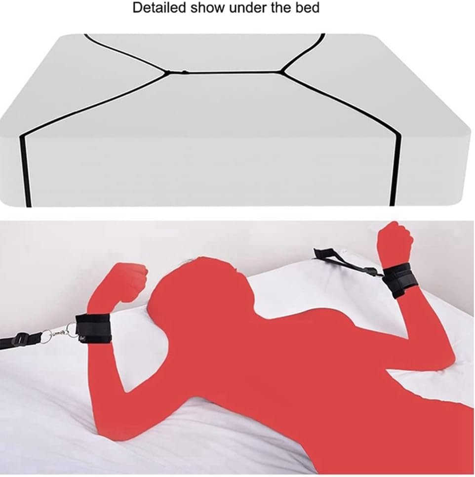 Sex Cuff for Adults Couples Bed Restraints Kit for Couples Under King Bed Neck to Wrist Bondage Restraints Set Wrist and Ankle Bondaged Kit Adult for Couples Queen Bed Adult Play Hoodies - Image 3