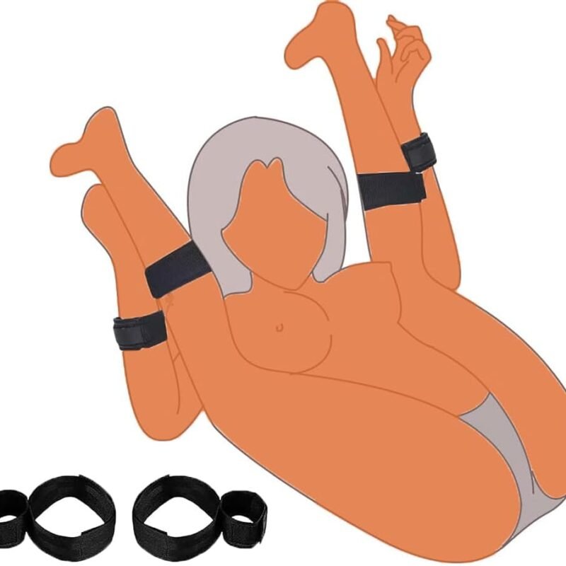 BDSM Sex Bed Bondage Restraints Kit Rope Straps for Ankles and Wrists Bar Sex Bondage Gear Accessories Things Furniture Handcuffs Sex Bed Adult Hand Cuff Set for Adults Bedroom Couples Kinky Sweater