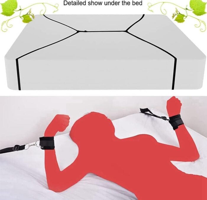 Wrist and Ankle Bed Restraints for Queen Size Bed Straps for Adult Play King Bed Bondaged Kit for Couples Sex Ties Hand Cuffs BDSM Set Furniture Bondage Restraints Sex Set for Bed Bedroom Sweater - Image 3