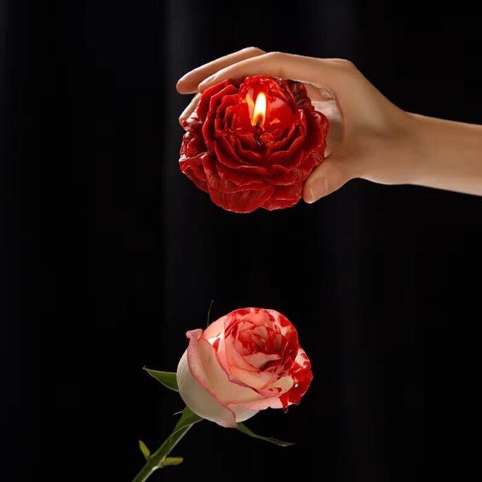 4 Pcs Low Temperature Candles Red Rose Flower Shaped Scented Candles Low Heat Romantic Wax Play Candles for Lovers Couples Wedding - Image 3