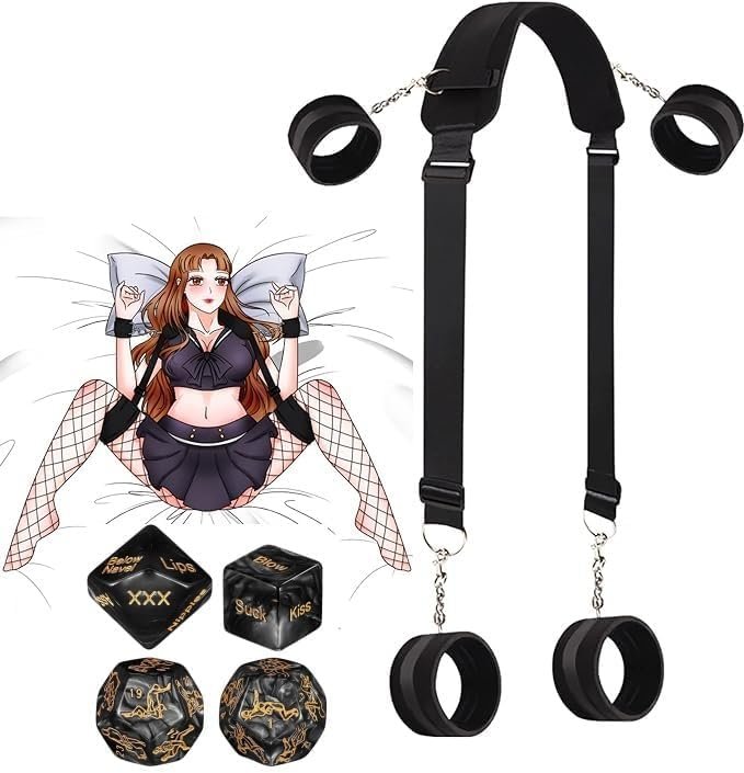 BDSM Kit Wrist and Ankle Bed Restraints Sex Bondage Set, 4PCS Black Sex Dice Set for Couples Bedroom Acrylic Dice Set Dice Games, Sex Furniture for Bedroom Sweater Yoga ikg7