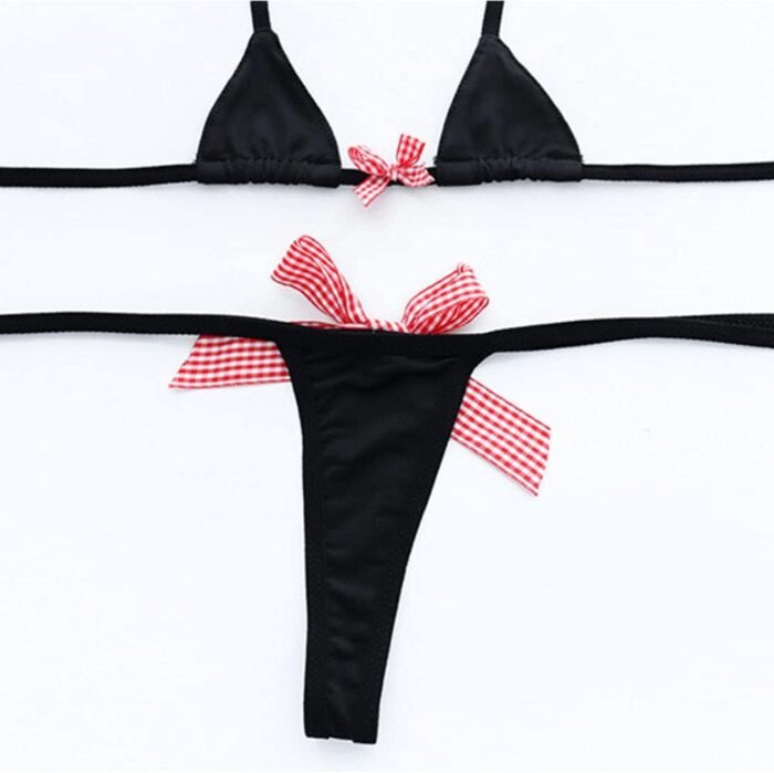 ABAFIP Womens Micro Tanning Bikini Kawaiii Japanese Cute Anime Lingerie set Tiny Bra Thong Panty Bottom Extreme Swimsuit - Image 2