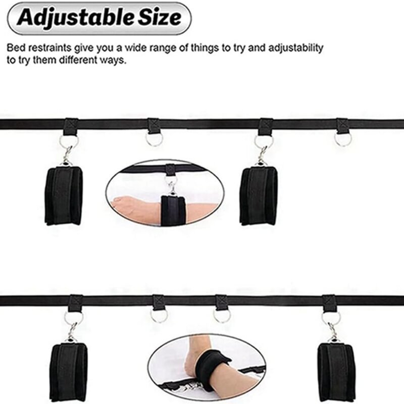 Wrist and Ankle Cuffs for Adult Play Bed Restraints for Couples Queen Size Bed Straps Sexy Restraints for Adults Couples Bed Bondage Kit Leg Spreader Bar Sex Handcuffs for Adult Bedroom Sweatshirt