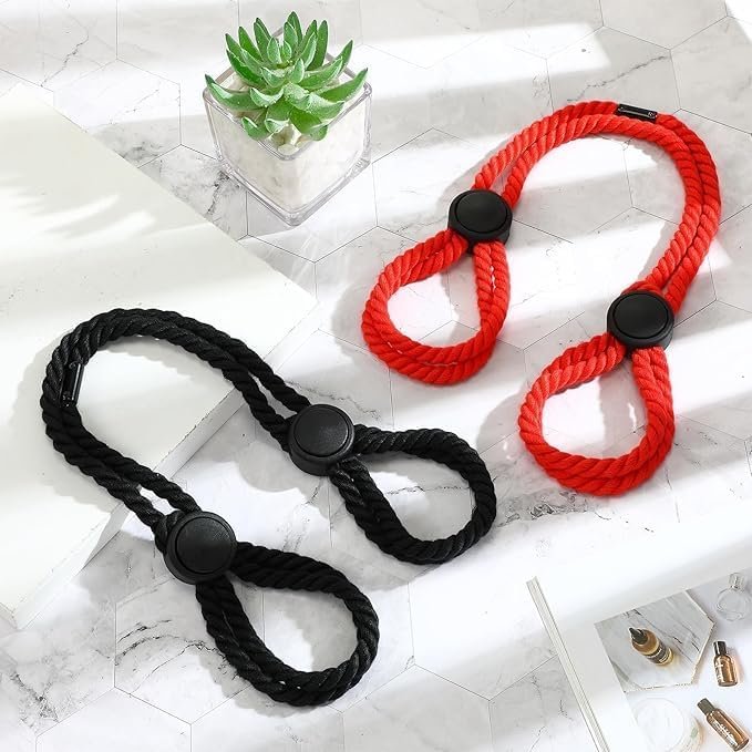 2Pack Black & Red Sex Bondage BDSM Rope Kit Handcuffs Sex Bed Set Adults Couples Bondage Gear & Accessories for Women Men Sweater Yoga A08g
