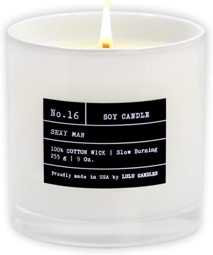 Lulu Candles | Sexy Man | Luxury Scented Soy Jar Candle | Hand Poured in The USA | Highly Scented & Long Lasting (9 Oz.)