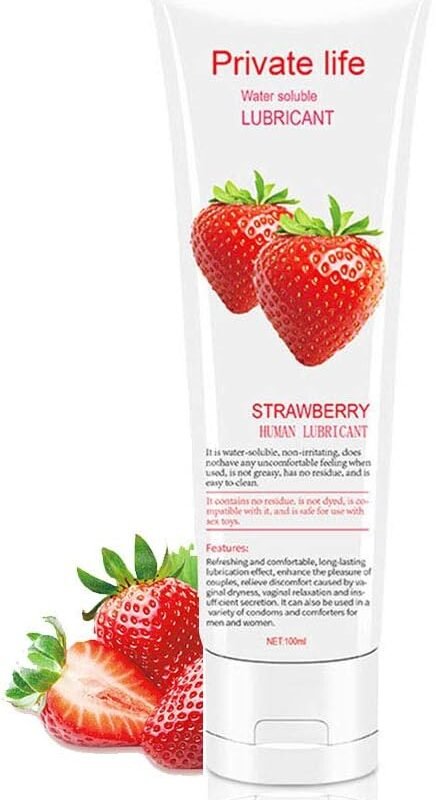 Water-Based Lube 4 fl.oz/100ml Strawberry Flavored Natural Lubricant Smooth and Slippery Long Lasting… (Strawberry)