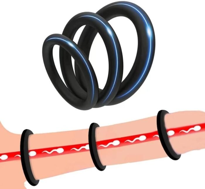 Penis Rings Set with 3 Different Sizes Cock Rings for Erection Enhancing, Long Lasting Stronger Adult Sex Toy, Soft Stretchy Silicone Cock Ring for Men Couple Sexual Pleasure Enhancing, Black - Image 7