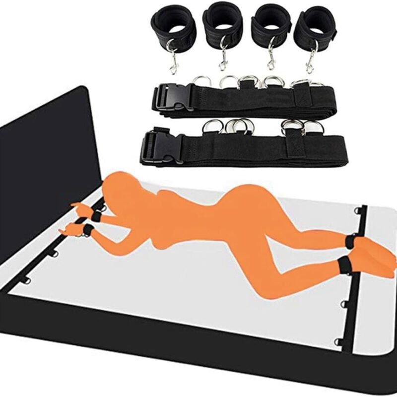 BDSM Sex Bed Bondage Restraints Kit Toys Sex Ties for Ankles and Wrist Bar Sex Things Furniture Bondage Gear & Accessories Sex Fuzzy Handcuffs Hand Cuff Set for Adults Bedroom Couples Kinky Sweater