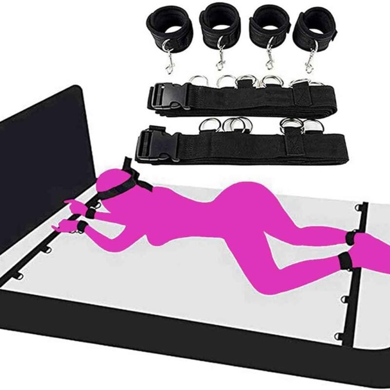 Bed Restraints for Ankles and Wrist King Size Bed Sex Tie Downs Straps for Adult Play Spreader Bar Queen Size Bed Bondaged Rope Cord & Rope Kit Sex Fuzzy Hand Cuffs Set for Bedroom Toys Sweater