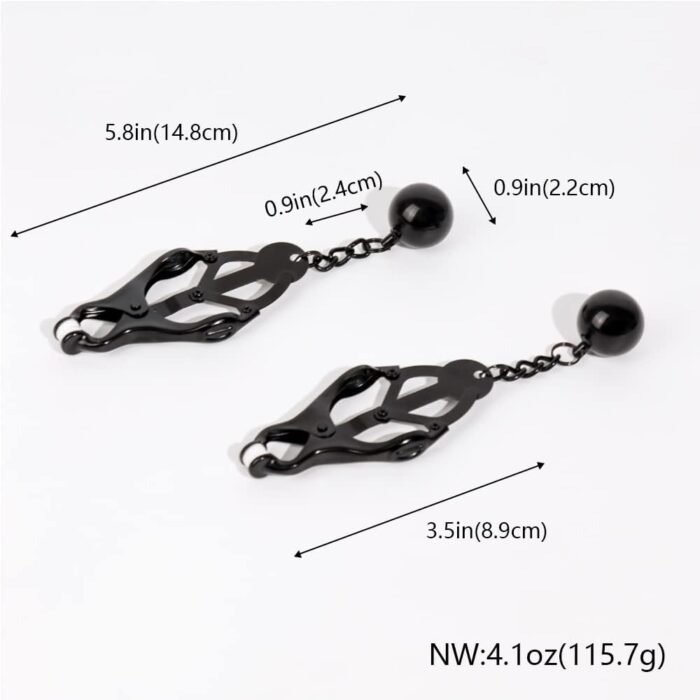 5PCS Restraints Kit with Feather Tickler & Paddle & Flogger & Blindfold & Nipple Clamps for Adult Women Men Games Play (Black Red) - Image 5