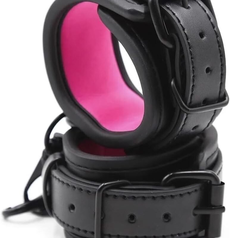 SM Bondage Restraints Fetish Kit Leather Handcuffs Sex Play SM Bondage BDSM Sex Toy for Men Women and Couple Foreplay(C)