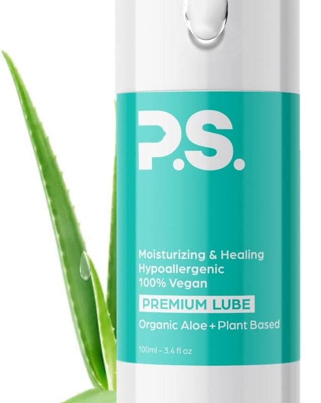 PS Personal Lubricant - Organic Aloe & Plant Based Lube - Clean, Vegan, & pH Balanced - 100% Natural Water Based Lubrication - 100ml Bottle