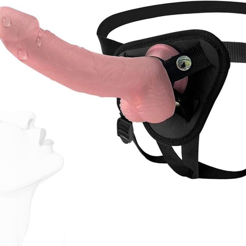 Strapon Anal Dildo Butt Plug - 8 inch Realistic Dildos Silicone Suction Cup Anal Sex Toys for Women Men, Strap On Strapless Clear Pink Adult Sextoy for Lesbian Vagina Prostate Massager Milk.