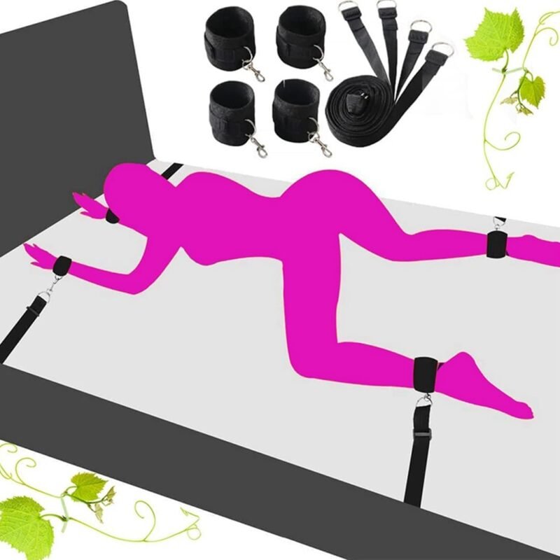 Wrist and Ankle Bed Restraints for Queen Size Bed Straps for Adult Play King Bed Bondaged Kit for Couples Sex Ties Hand Cuffs BDSM Set Furniture Bondage Restraints Sex Set for Bed Bedroom Sweater