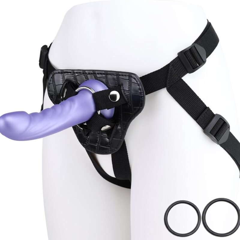 Harness Strap-On Dildo Set-7" Removable Realistic Dildo, Adjustable Waist/Thigh Belt with 3 O-Rings,Soft Leather/Nylon Harness Adult Sex Toys, G-Spot,Anal,Pegging Dildo for Women, Lesbian, Gay Couples