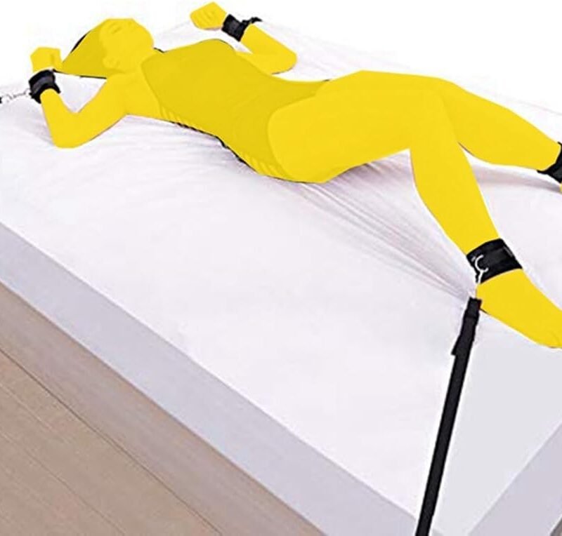 BDSM Bondaged Restraints kit for Couples King Bed Sex Ties for Ankles and Wrists Straps Adult Play Queen Size Bed Bondaged Rope Cord & Rope Leg Spreaders Bar Women Handcuff Set for Bedroom Sweater