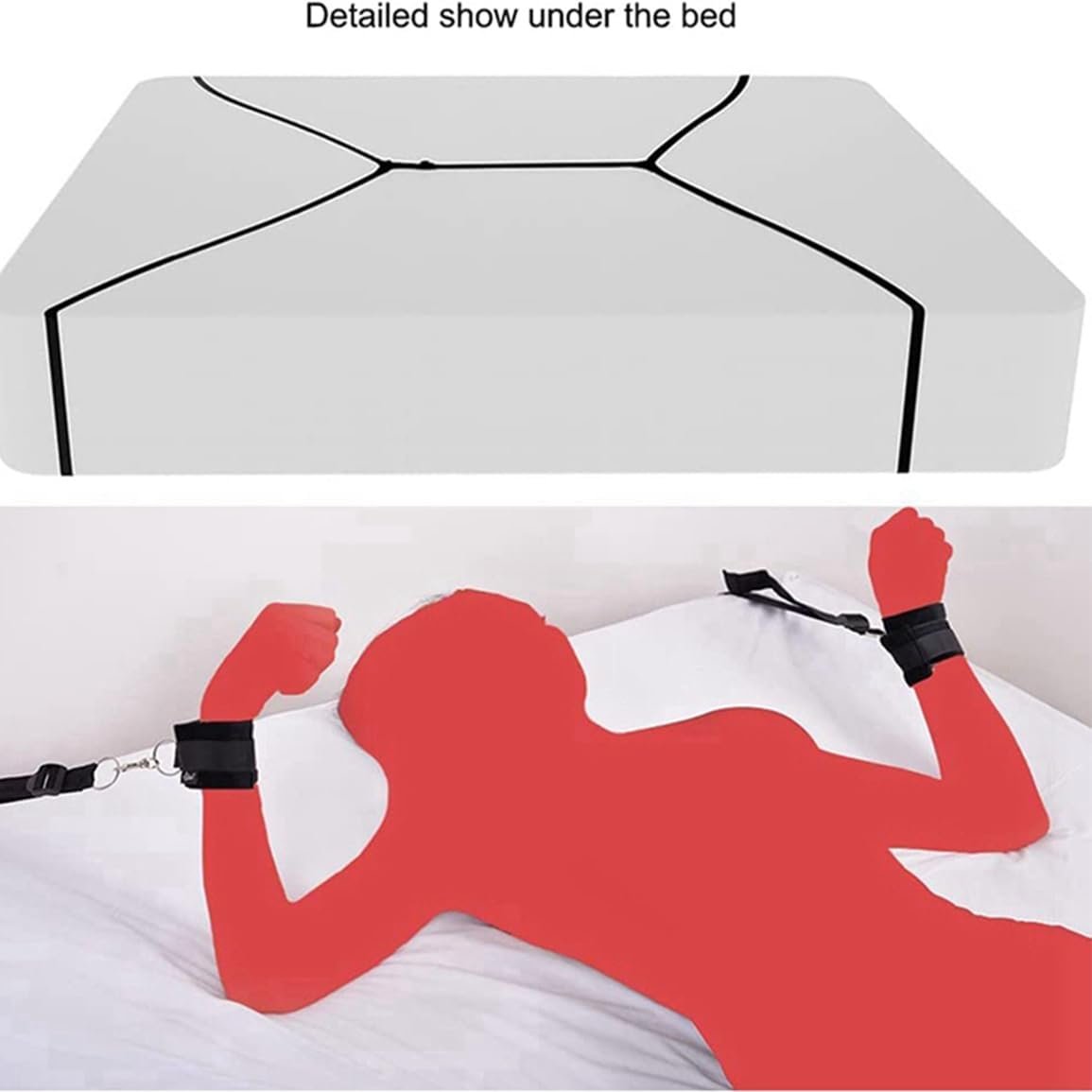 BDSM Bondaged Restraints kit for Couples King Bed Sex Ties for Ankles and Wrists Straps Adult Play Queen Size Bed Bondaged Rope Cord & Rope Leg Spreaders Bar Women Handcuff Set for Bedroom Sweater - Image 7