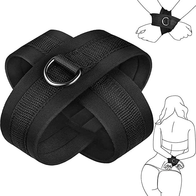 Cross Handcuffs BDSM Adjustable Restraints for SM Bracelets Beginners Sex Bondage BDSM Kit Slave Restraints Rope Kit for Couples ,Sex Toys for Women Sweater Yoga SN-01, Black