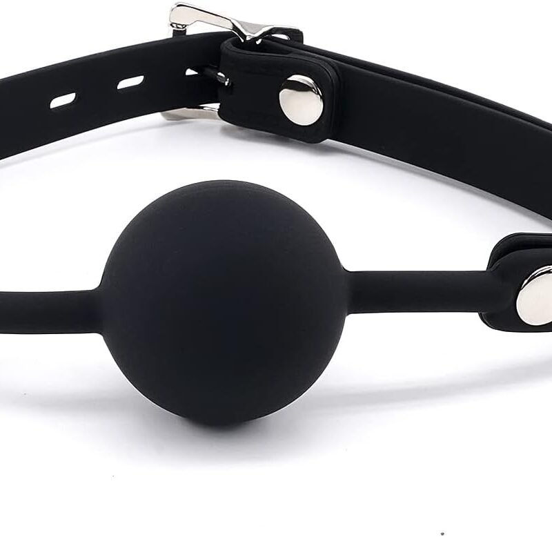 Silicone Bondage Ball Gag for Sex Games, Bondage Restraints BDSM Toys Open Mouth Sex Gag Muzzles (Black-1)