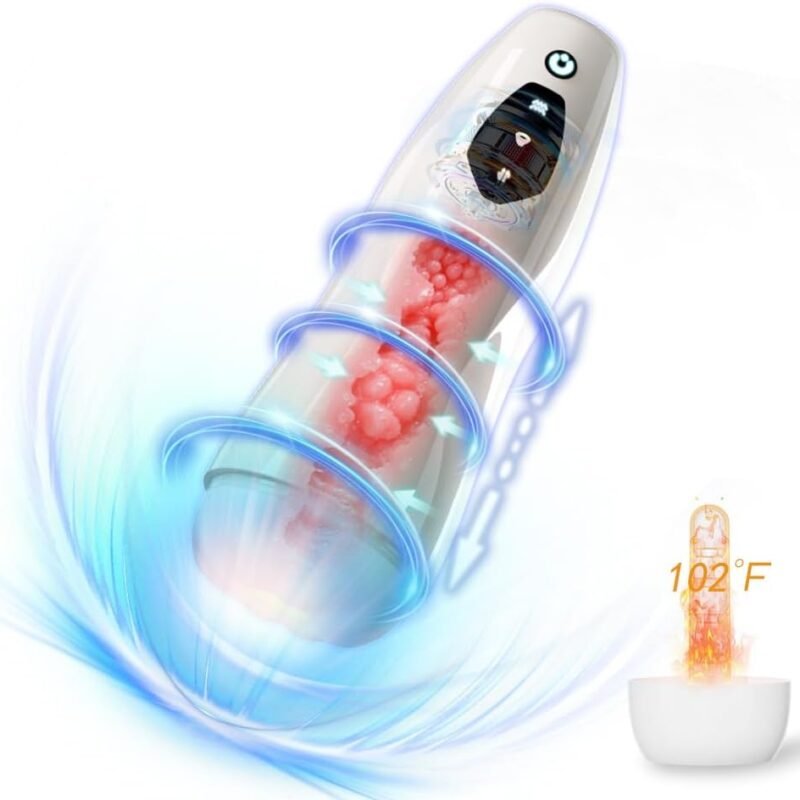 Automatic Male Masturbator Sex Toys - Female Voice Penis Pump with 10 Thrusting & 10 Vibrating & 10 Sucking Modes, Hand Free Male Stroker with 3D Realistic Textured, Blowjobsex Machine Sex Toy for Men