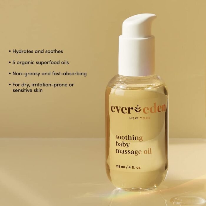 Evereden Soothing Baby Massage Oil 4 fl oz. | Clean Baby Care | Non-toxic and Fragrance Free | Clean Ingredients - Image 3