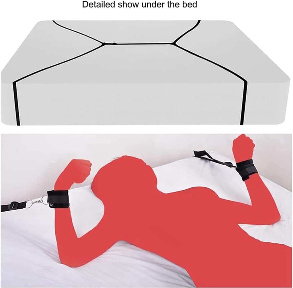 Wrist and Ankle Bed Restraints for Queen Size Bed Straps for Adult Play King Bed Bondaged Straps Kit for Couples Sex Ties Handcuffs BDSM Furniture Bondage Restraints Sex Set for Bed Women Play Sweater - Image 2