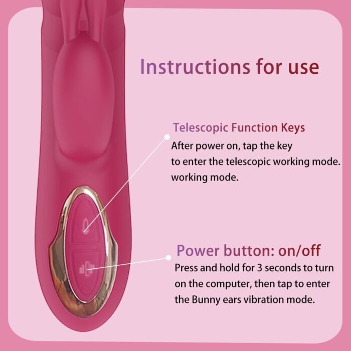 Thrusting Rabbit Vibrator G Spot Vibrator Waterproof & Rechargeable Realistic Silicone Dildo with 3 Thrusting & 10 Vibrating Modes, Upgrade Rose Sex Toys for Women - Image 4