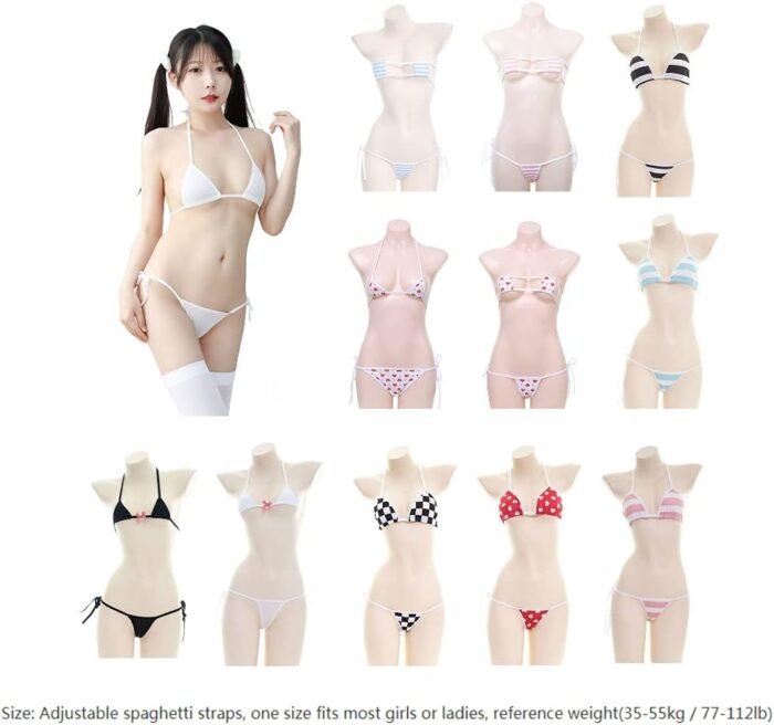 ABAFIP Womens Micro Tanning Bikini Kawaiii Japanese Cute Anime Lingerie set Tiny Bra Thong Panty Bottom Extreme Swimsuit - Image 7